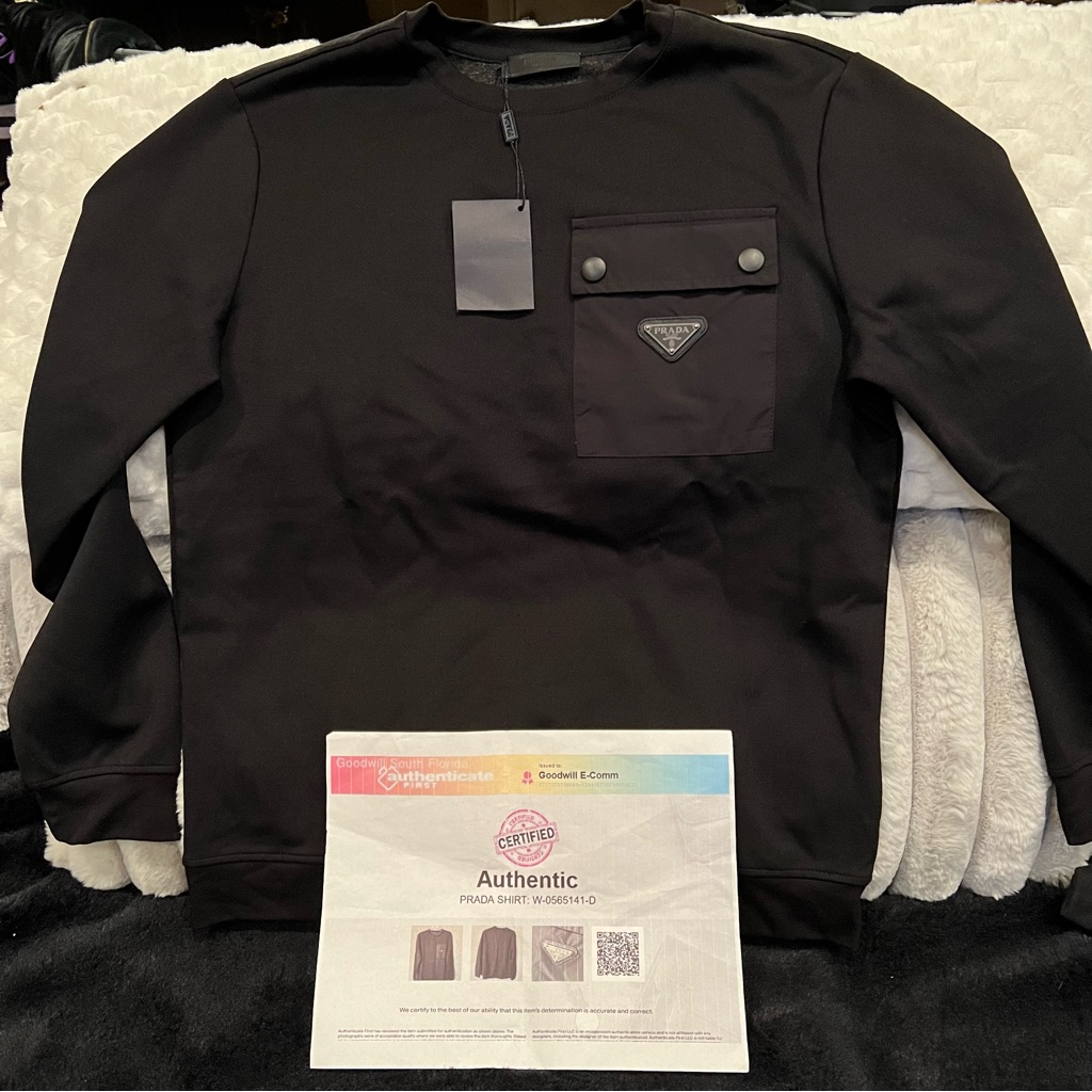 Prada Black Sweatshirt With Buttoned Pocket